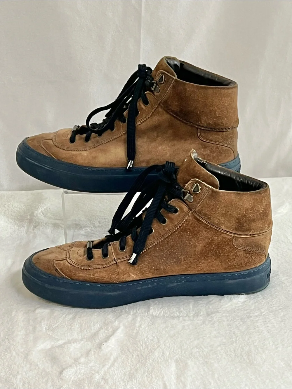 JIMMY CHOO Brown Black Suede Lace Up High Top Men's Sneakers Size 43 EU, US 10